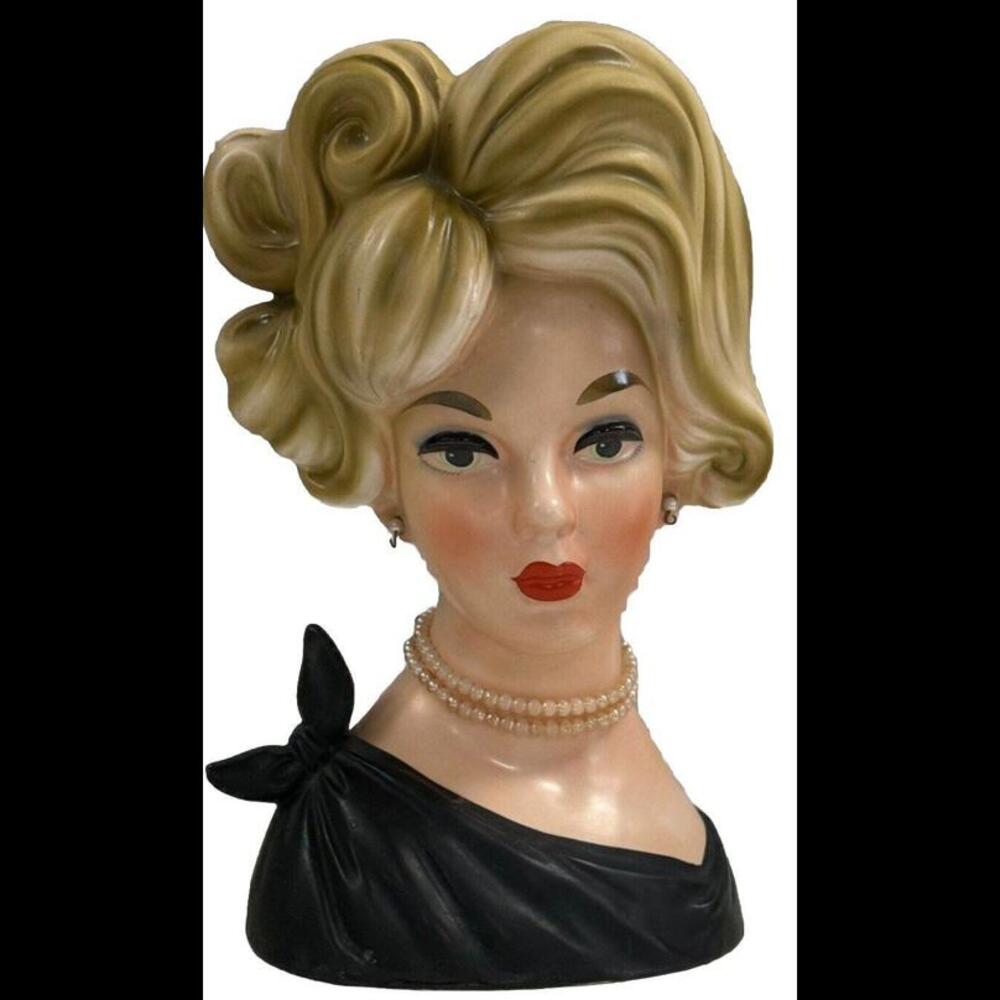 Vintage Unique Napco Lady Head Vase Kim Novak Hollywood Star 1960s  8 3/4" C7314